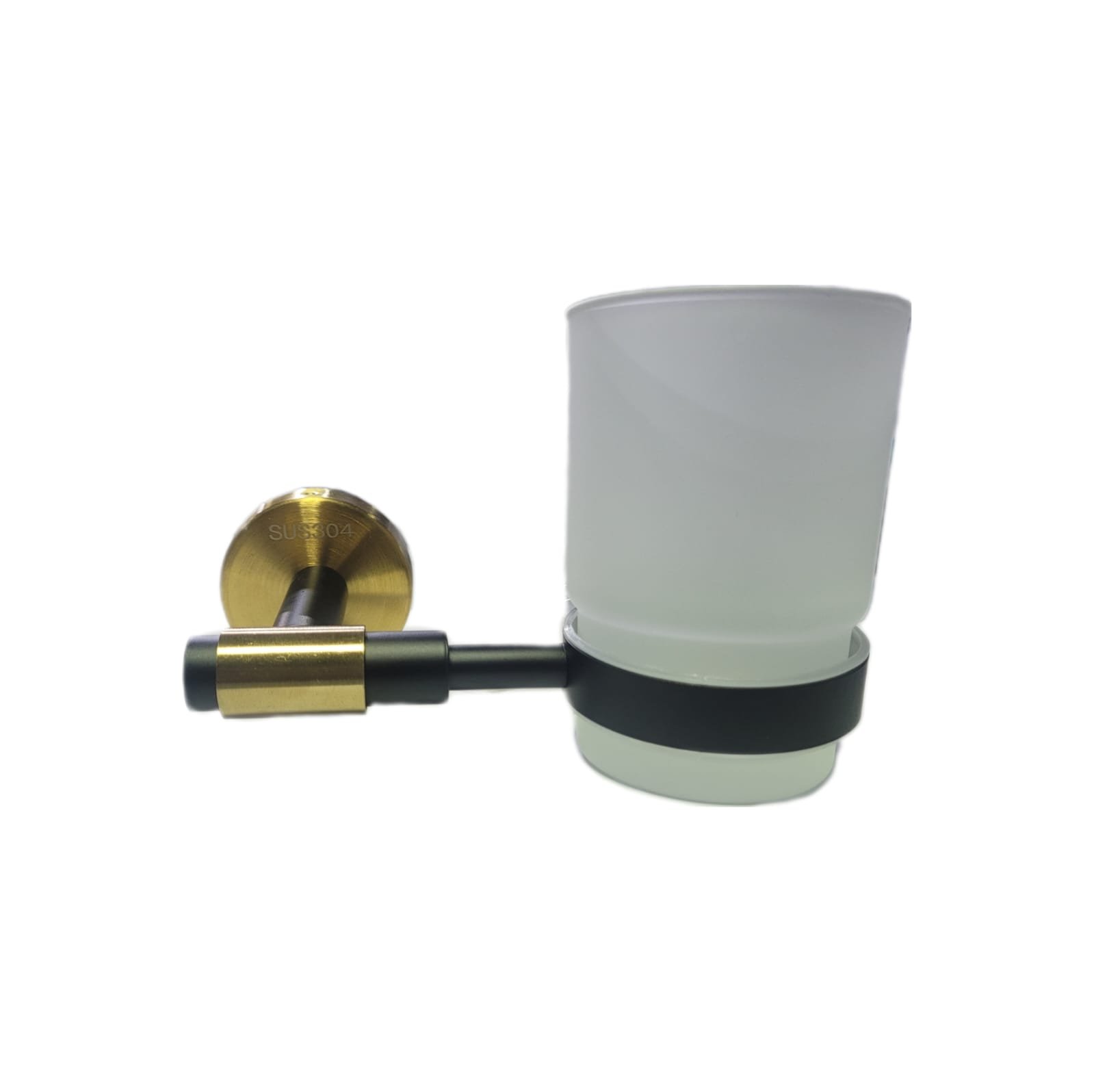 Porta Vaso Acero Inox Negro con Dorado