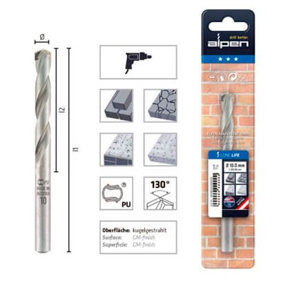 broca-para-concreto-long-life-alpen Broca para Concreto 10mm Alpen