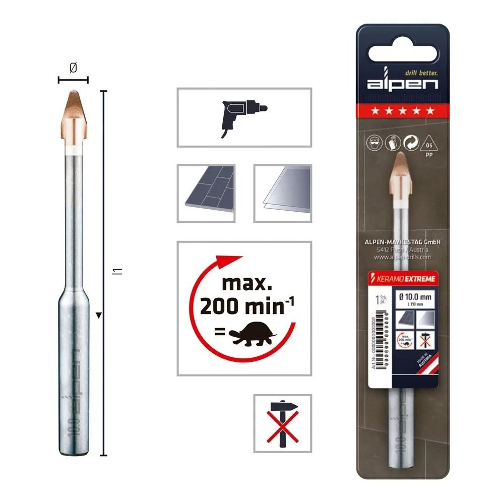 Broca para Porcelanato 10mm - 3/8" Alpen