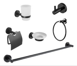 setnegro Set de baño x 6 pzas Negro Mate