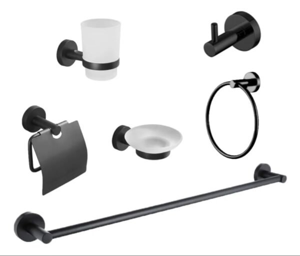 setnegro Set de baño x 6 pzas Negro Mate