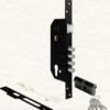 EU-CEM-N04 Cerradura de Embutir 2 Golpes Negro Mate con Manija Eurolocks