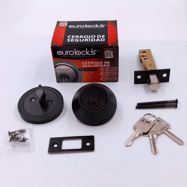 Cerrojo de Seguridad Simple Negro Mate Eurolocks