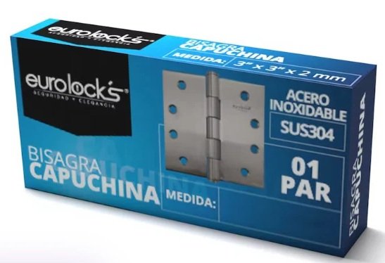 bisagra Bisagra Capuchina Acero Inoxidable 3" x 3" SUS 304 Eurolocks (Par)