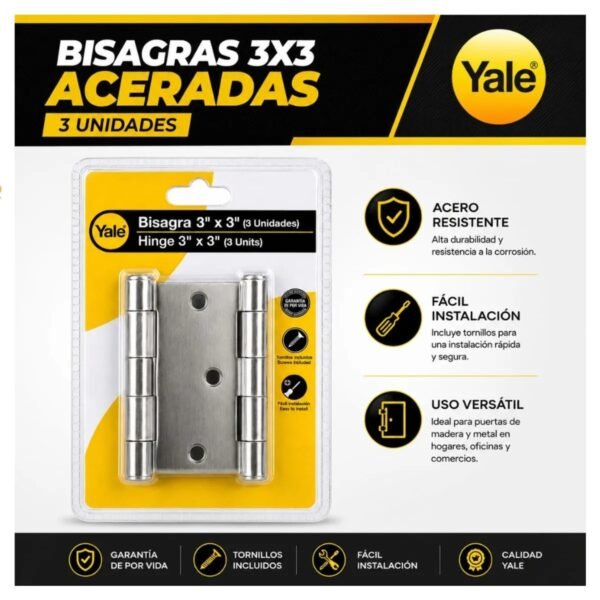 Bisagra Zincada Capuchina 3 x 3 Yale Blister 3 Und